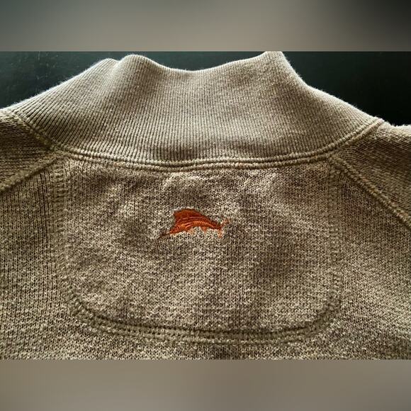 TOMMY BAHAMA Reversible Tan/Orange 1/4 Zip Cotton Pullover Sweater sz XLarge - Picture 12 of 15